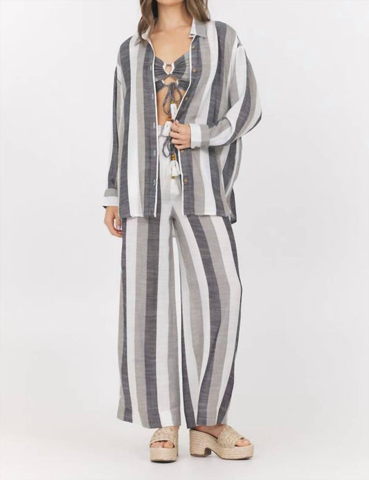 Vintage Havana - METALLIC STRIPE BUTTON DOWN