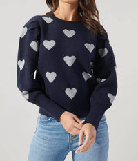 Sugarlips - Sweetheart Lurex Puff Sleeve Sweater