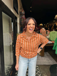 Ivy Jane - Geometric Collared Popover Top