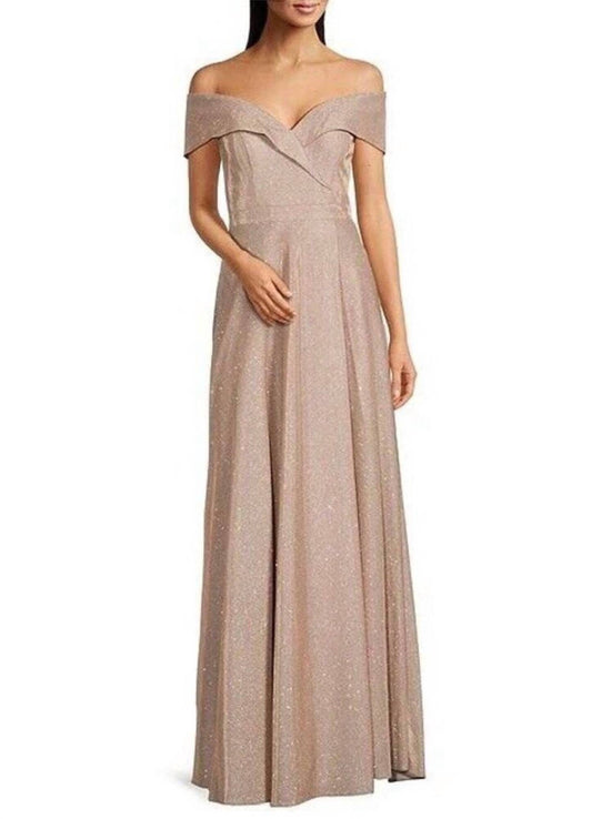 Xscape - Off-the-shoulder Glitter Gown - Plus