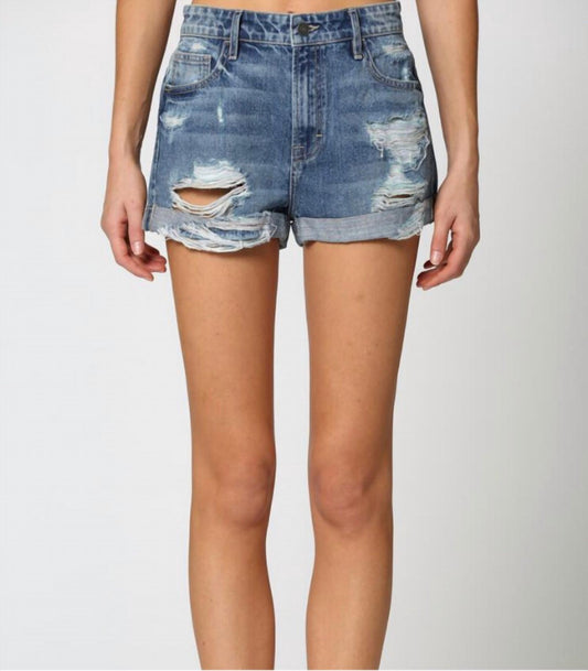 Hidden - Women's Riley Distressed Roll Up Shorts