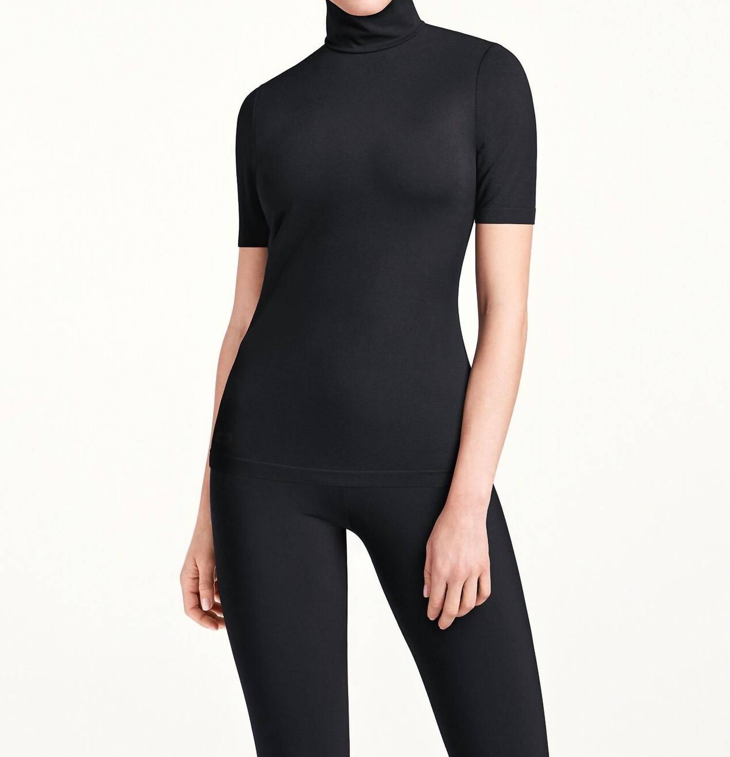 Wolford Aurora Mockneck Shirt in black - women's t-shirt - alternate view