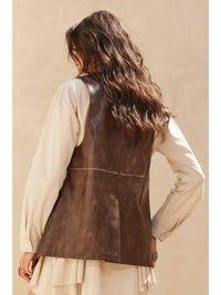 Promesa - Faux Leather Snap-Front Vest