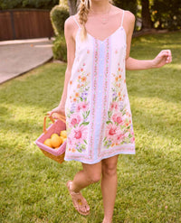 Skies Are Blue - Floral Border Print Mini Dress