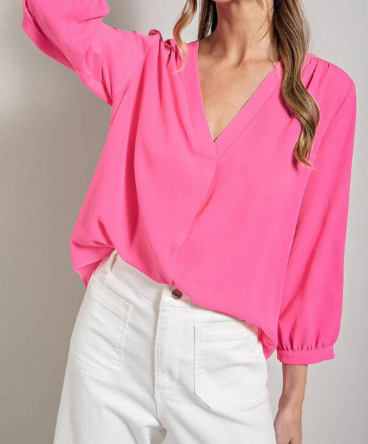 Ee:Some - Women's Long Sleeve V Neck Blouse