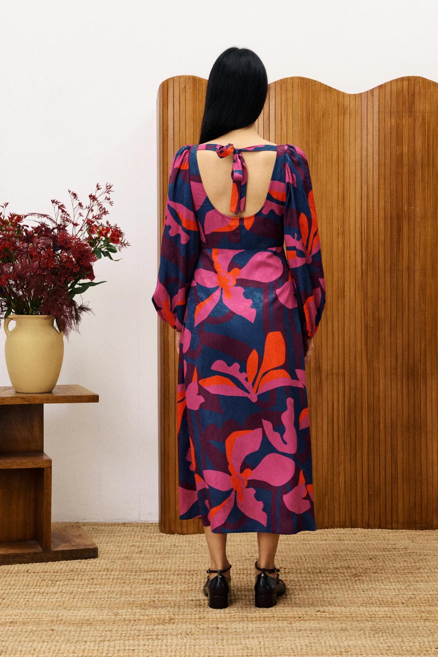 Frnch - Floral Long-sleeve Midi Dress