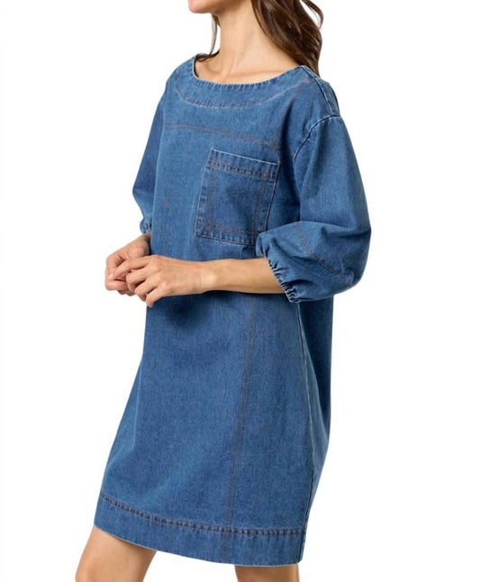 Lalavon - Denim Puff Sleeve Mini Dress