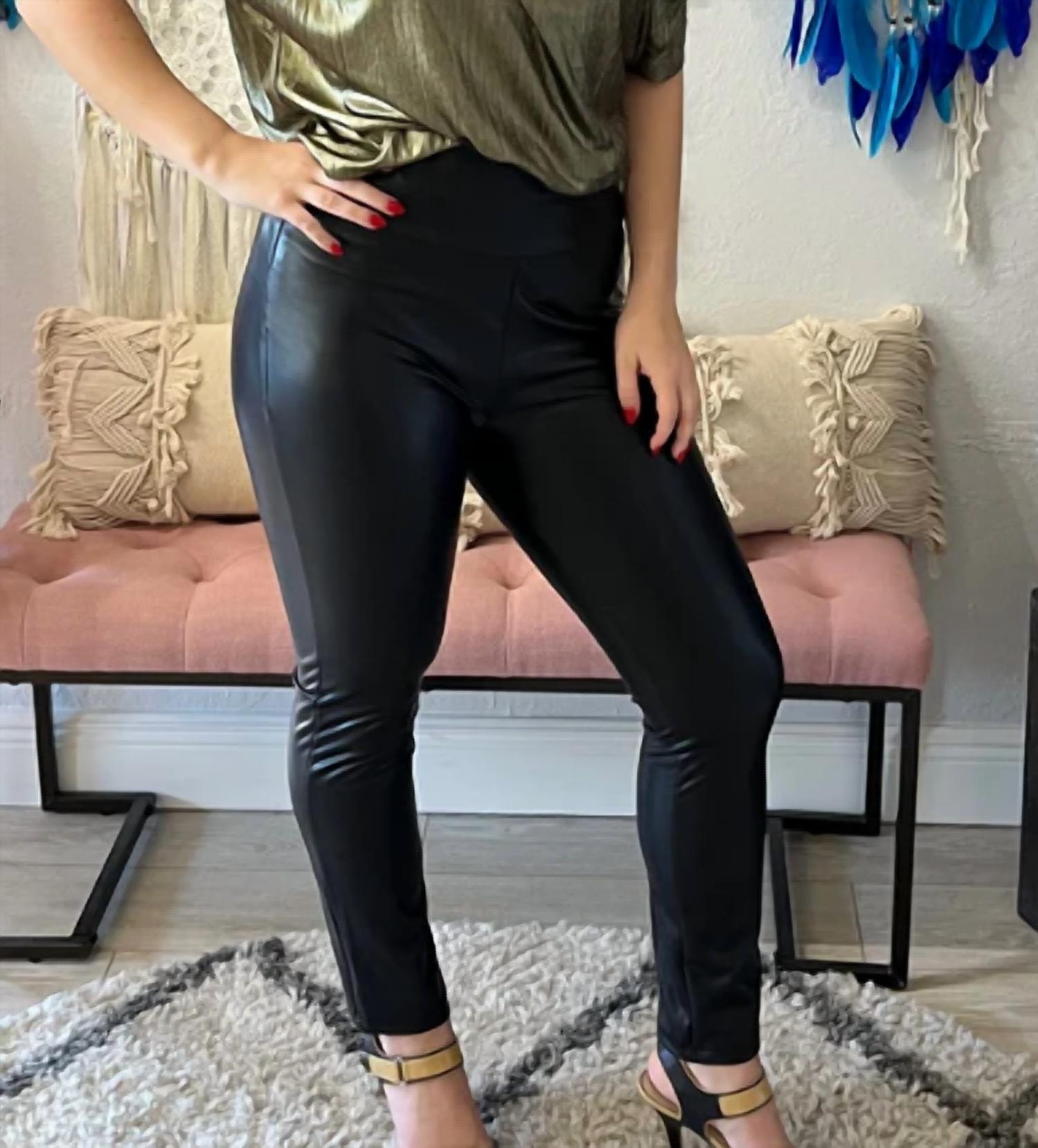 Elan - Faux Leather Straight Pants