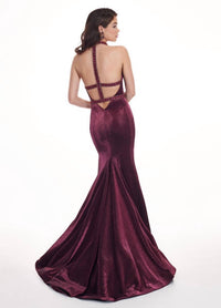 Rachel Allan - Metallic Jersey Mermaid Gown
