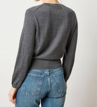 Lilla P Pleated Sleeve Crewneck Sweater in licorice - women's sweater - detail view