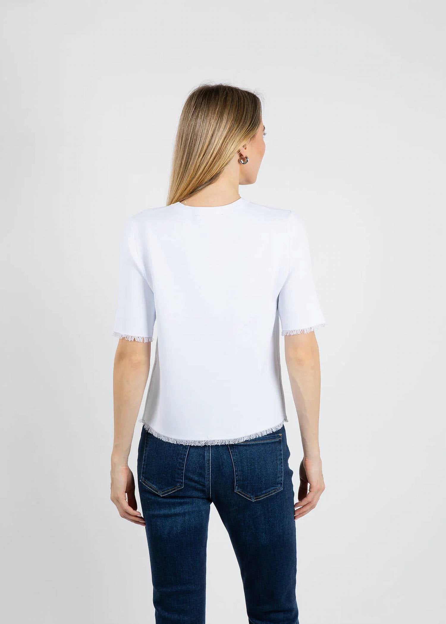 Elliott Lauren - Fringe Elbow Sleeve Sweater - Plus