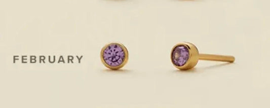 Made By Mary - February Birthstone Stud Earrings