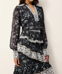 Marie Oliver Brielle Gardenia Blouse in navy - women's blouse