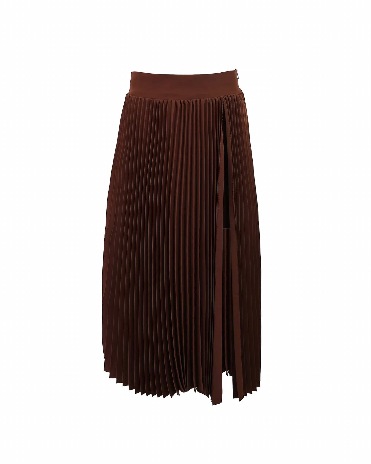 Theo The Label - Women's Atlas Pleated High Slit Skirt