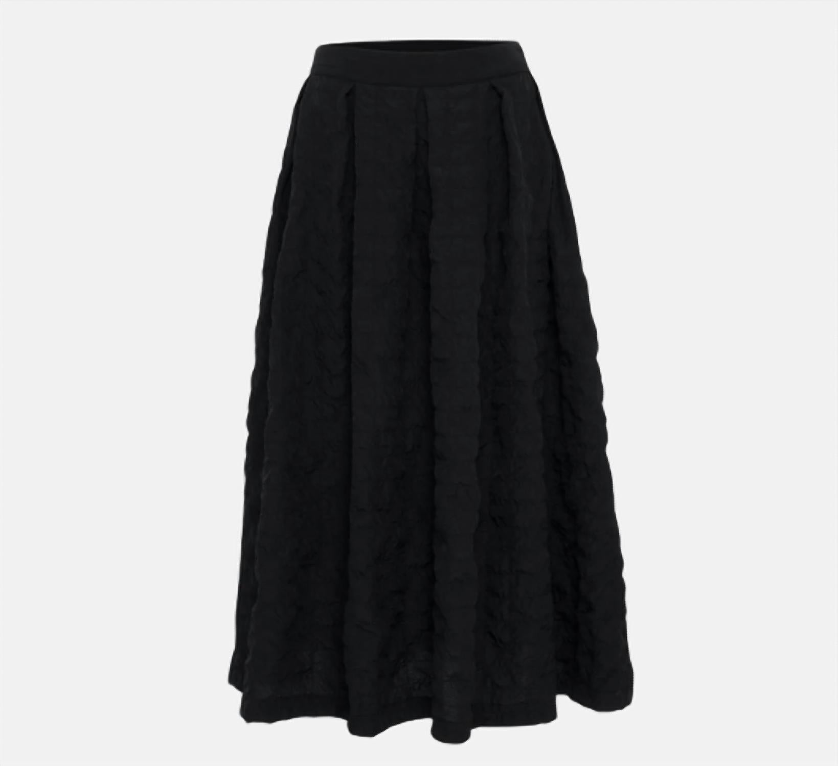 THEO the Label Calypso Plaid Box Pleat Midi Skirt in black - women's skirt - view 4