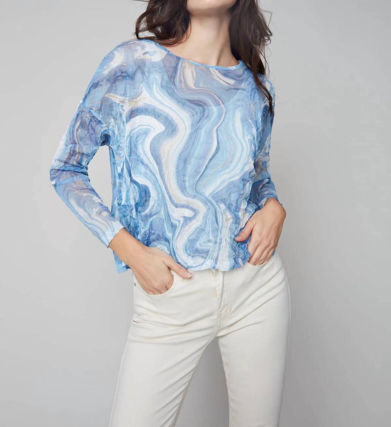 Charlie B - Mesh Crinkle Top