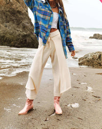 Davi & Dani - Multi Plaid Fringe Hem Shirt Jacket Shacket