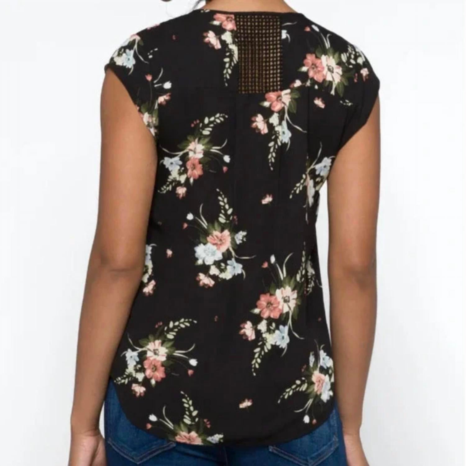 Daniel Rainn - Estefany Lace Detail Split Neck Blouse