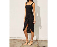 Dress Forum - Linen Square Neck Tulip Hem Wrap Dress
