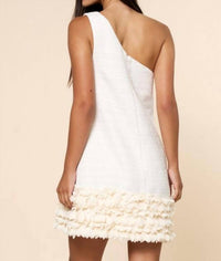 lalavon One Shoulder Thalia Dress in white - women's dress - alternate view