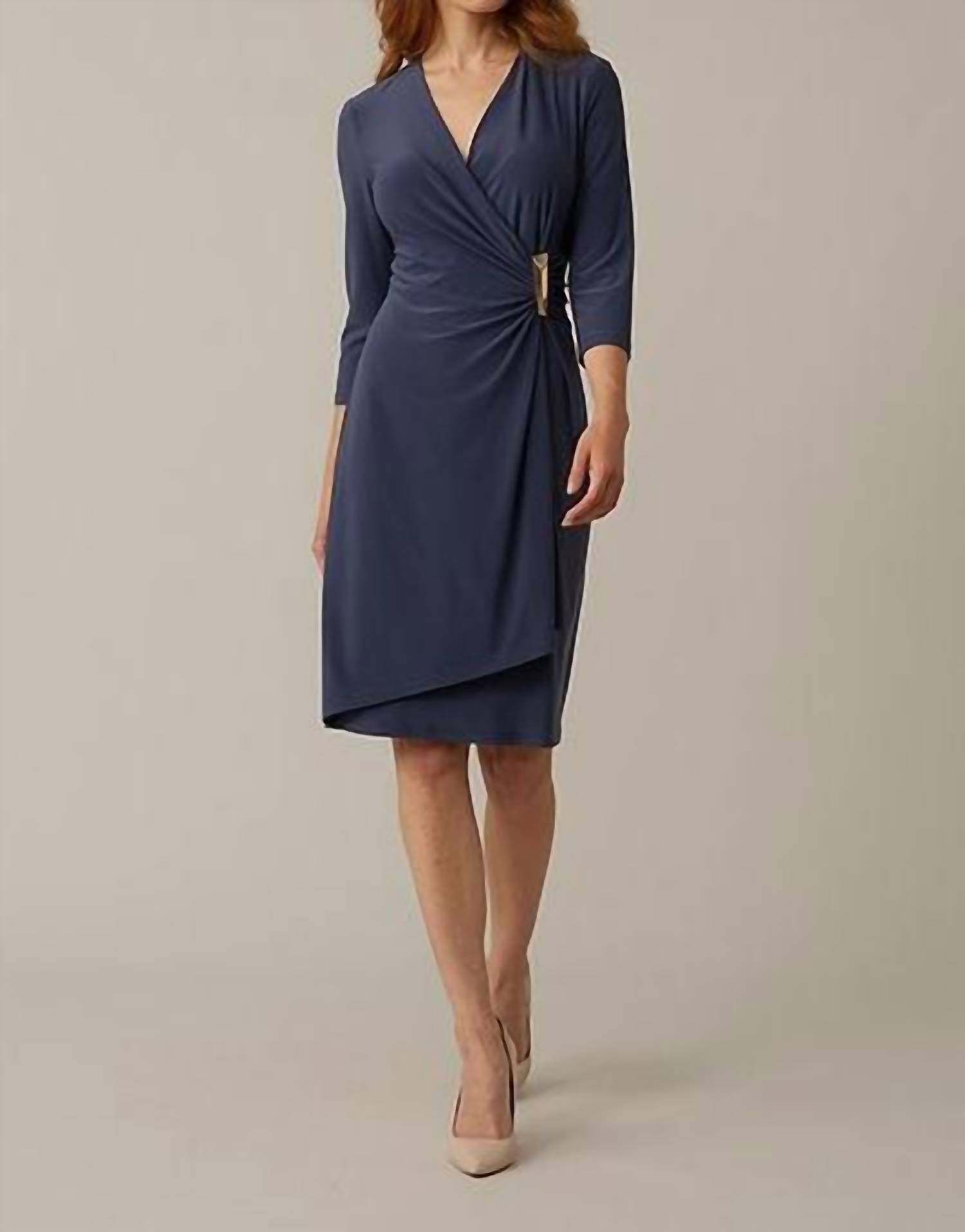 Joseph Ribkoff Midi Wrap Dress in mineral blue - women's dress - alternate view