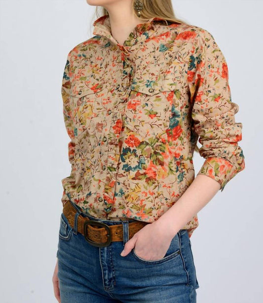 Ivy Jane - Floral Button Up with Ruffle Neck