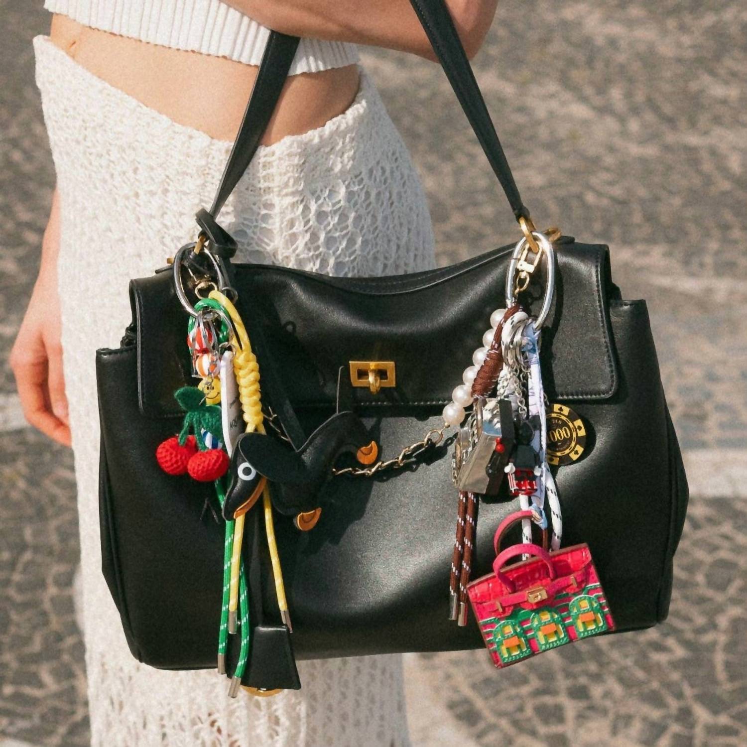 Baggly Charms - Women's Cherry Pop Beaded Keychain Bag Charm