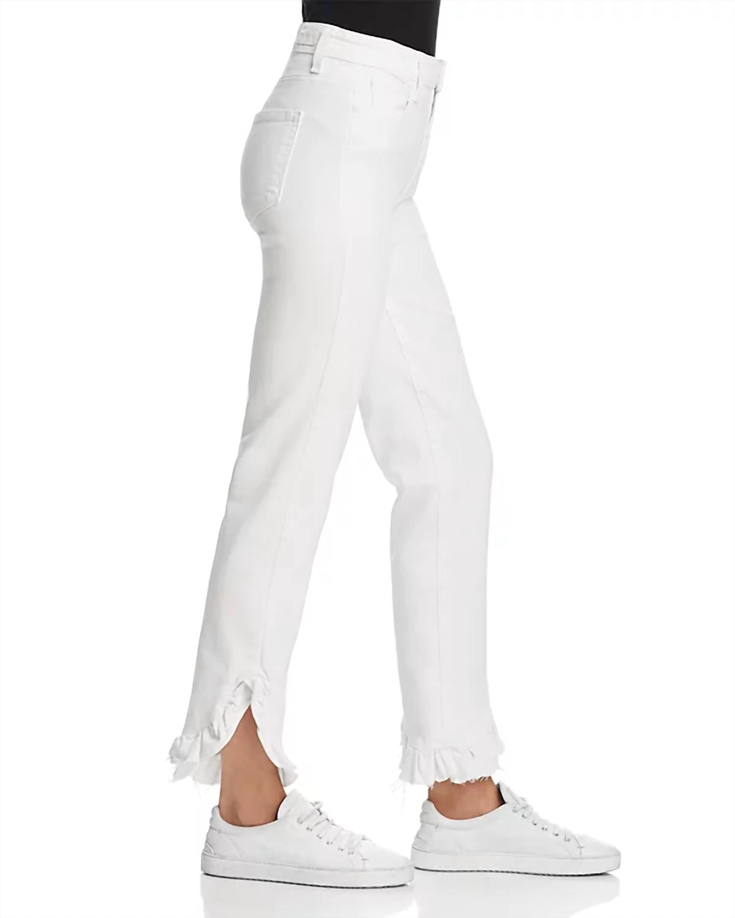 Paige - Hoxton Straight Ruffle-detail Ankle Jeans