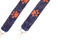 Caroline Hill Paw Print Beaded Crossbody Bag Strap in blue and orange - women's item
