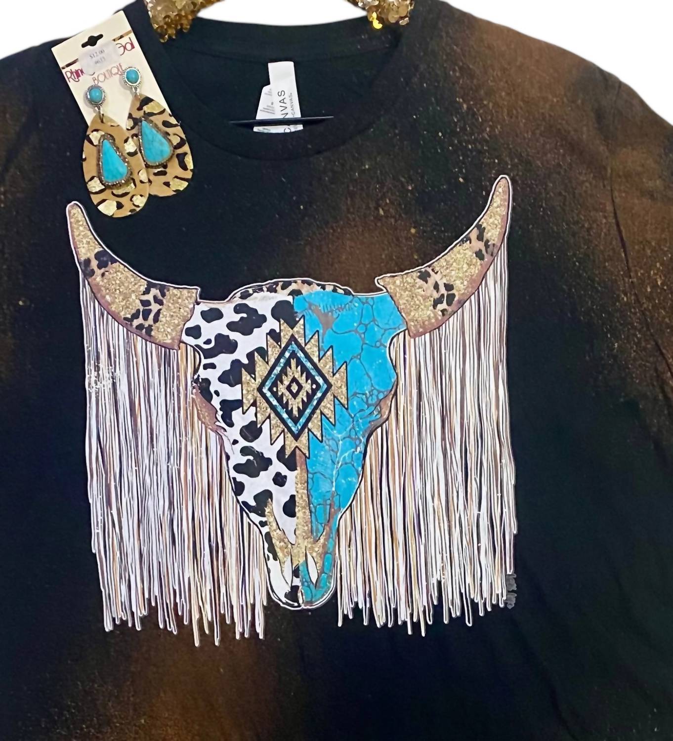 L&B Life - Women's Fringe Steer Cowhide Graphic Tee