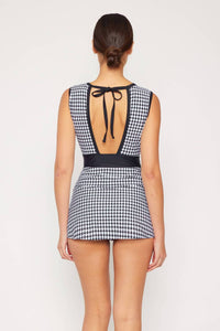 Marina West Swim - Houndstooth One Piece Swim Suit with Removable Skirt