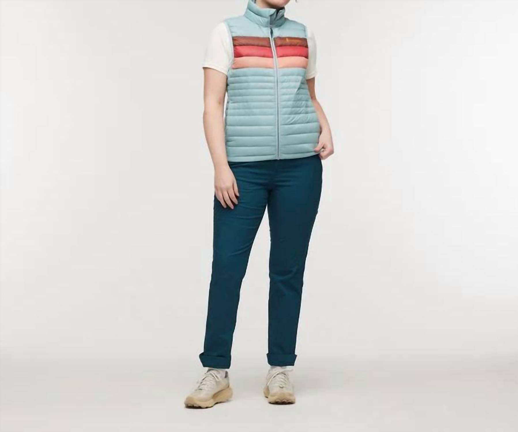 cotopaxi Women's Fuego Down Vest in sea spray stripes - women's jacket