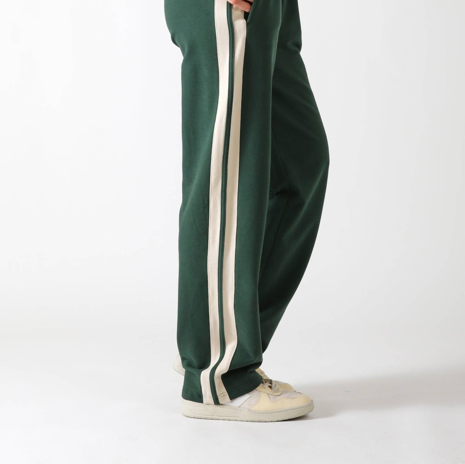 glyder Retro Straight Leg Sweatpant in forest oatmilk - women's pants - detail view