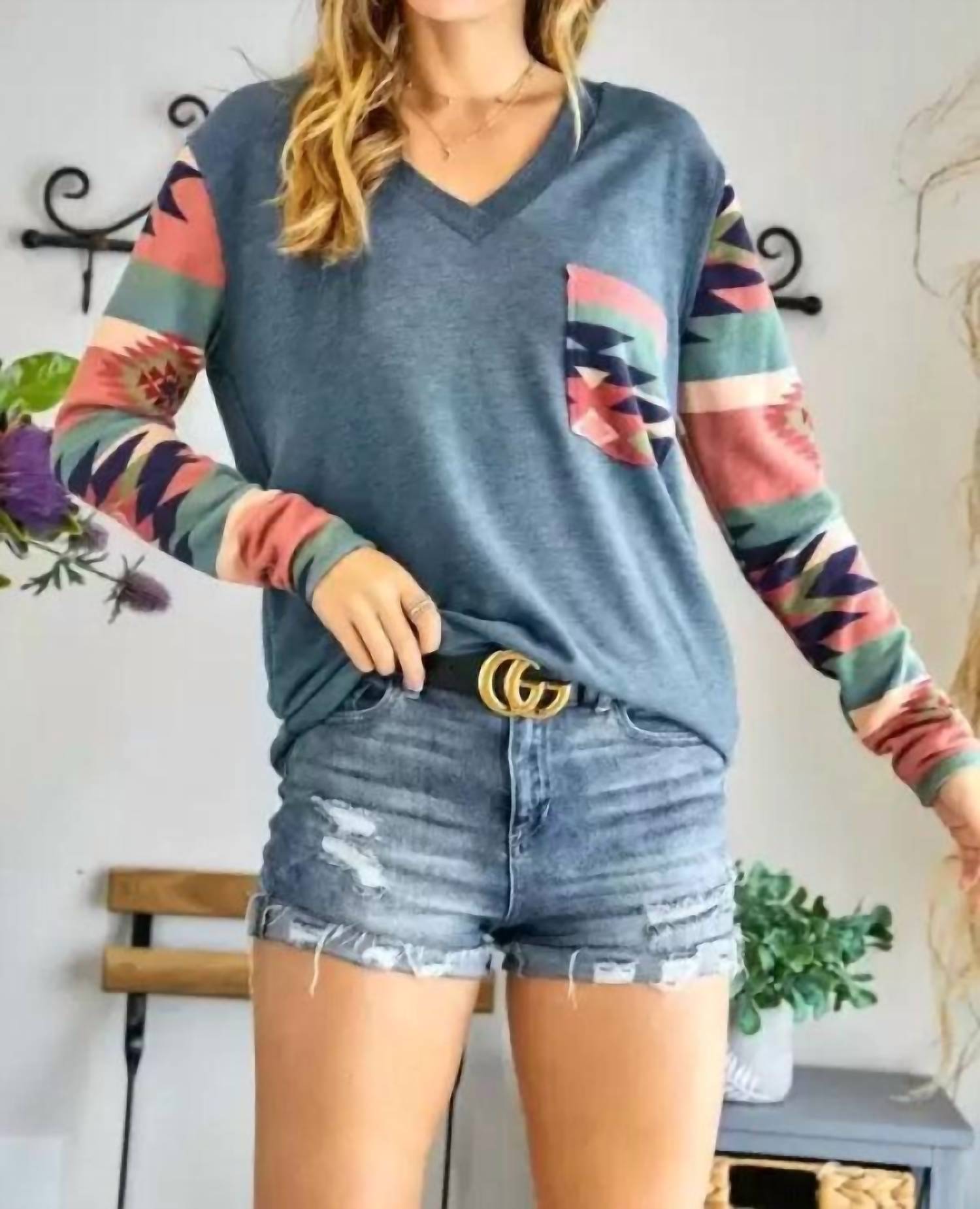 Adora - V Neck Long Sleeve Top