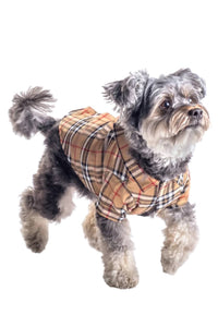 The Worthy Dog Button-down Pet Shirt in tan plaid - item - detail view