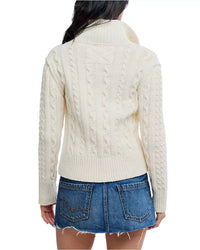 Free People Cable Collar Cardigan in clean ivory - women's cardigan - alternate view