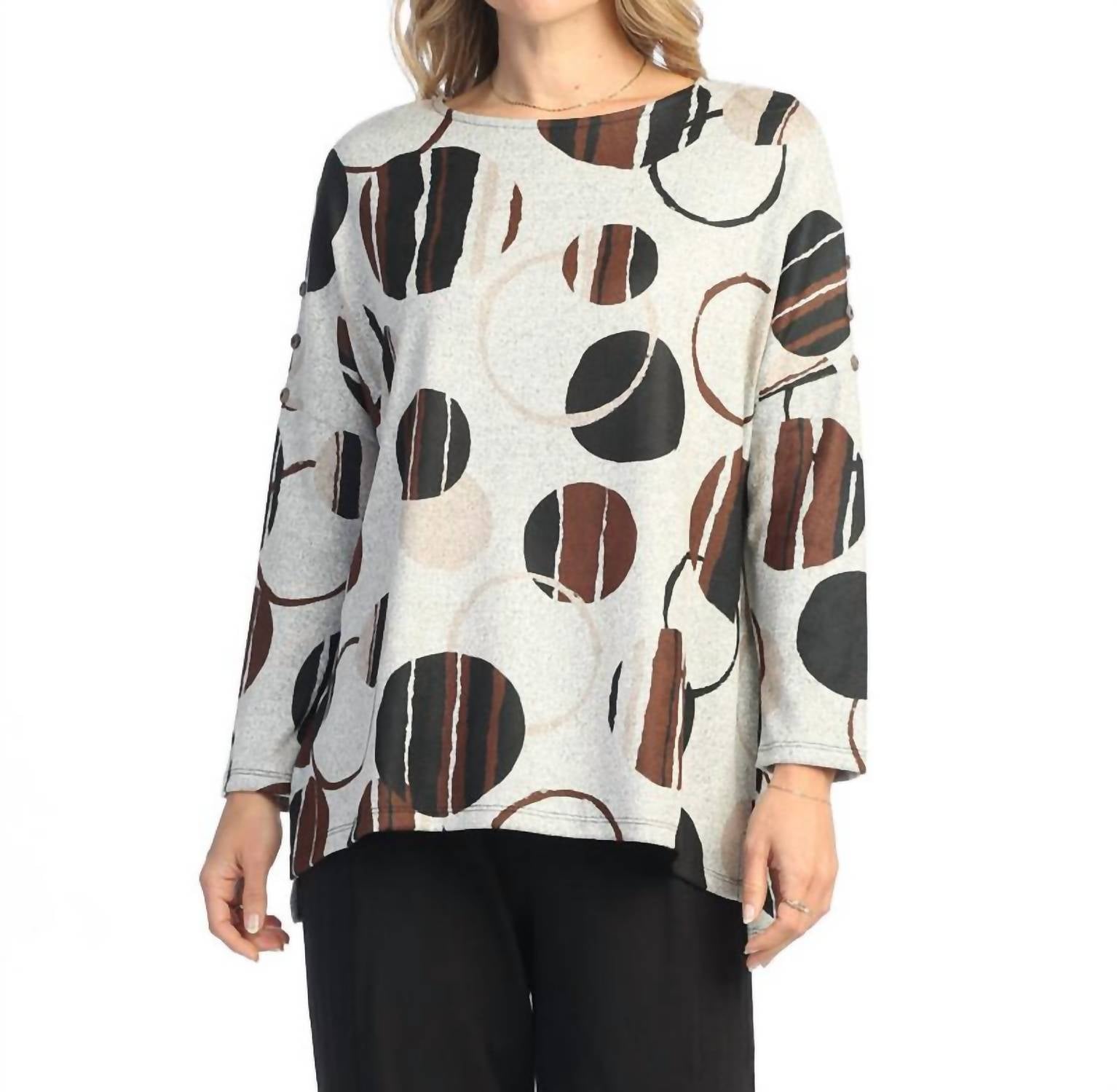 Jess & Jane - French Brushed Knit Safari Crewneck Tunic