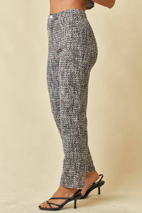 Blue Blush - High Waisted Tweed Pants