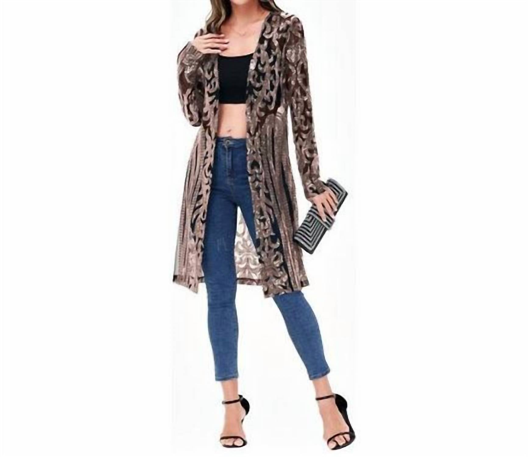 Anna-Kaci - Sequin Mesh Kimono Cardigan