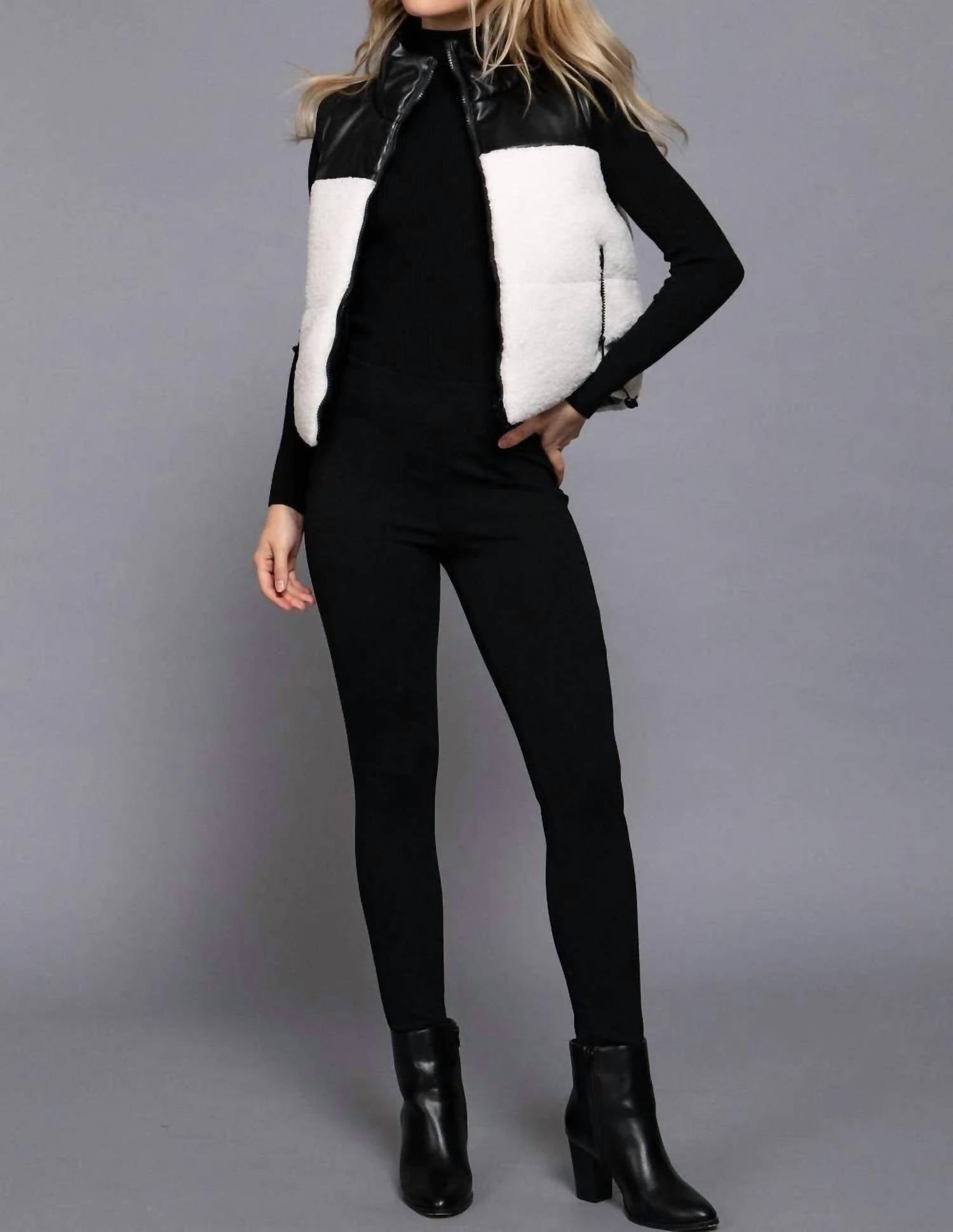 Active Basic - Reversible Faux Leather Crop Vest - Plus