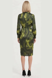 Nicole Miller - Long Sleeve Tie Dye Wrap Dress