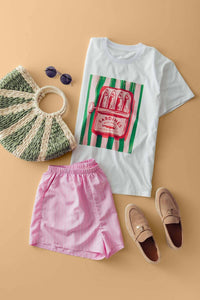 Urban Daizy - Sardine Graphic Tee And Striped Shorts Set