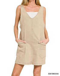 Zenana - Harper Washed Denim Overall Dress
