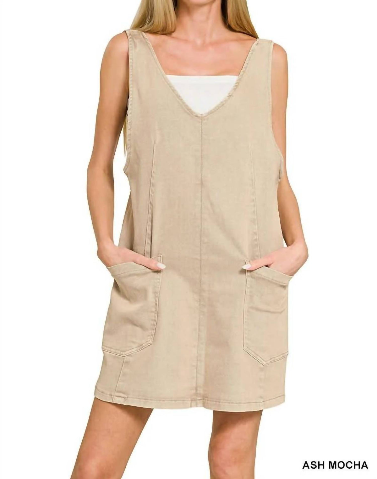 Zenana - Harper Washed Denim Overall Dress