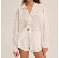 for Love & Lemons Handkerchief Button-up Shirt in white - women's long sleeve top