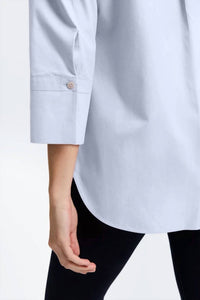 Foxcroft Madison No Iron Pinpoint 3/4 Sleeve Tunic in light blue - women's shirt - alternate view