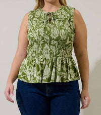 Sugarlips - Olivia Floral Smocked Peplum Top - Plus