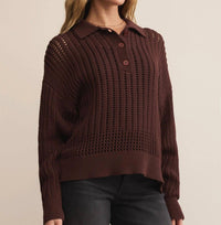 Z Supply LOOKING GLASS POLO SWEATER in sandlewood - women's sweater - alternate view