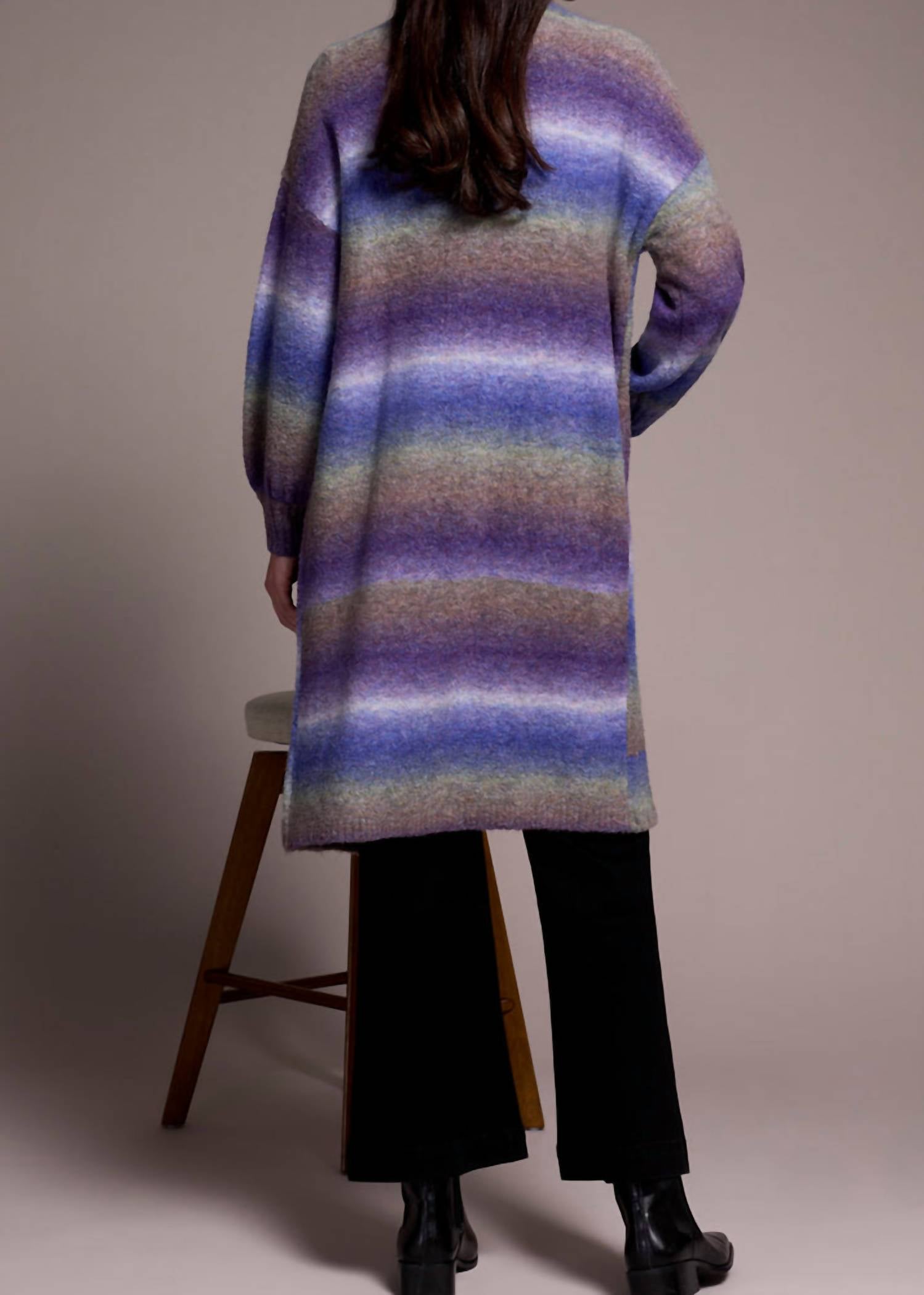 TRIBAL Women's Boucle Puff Sleeve Long Sweater in space dye - women's sweater - detail view
