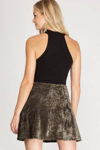 She + Sky - Velvet Mini Skater Skirt